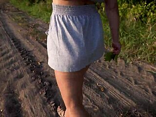 Flashing Ass Under Skirt While Walking Outdoors