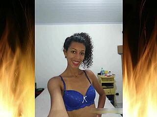 Beautiful brunette exhibitionist in blue lingerie shows uncensored fetish trailer 01