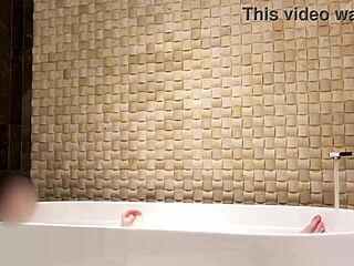 A luxurious hotel bath time with a slim Japanese beauty