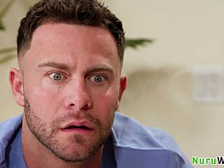 Big Tit Brunette Masseur Films Wet Naked Nuru Massage