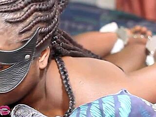 Beauty with an African background gets some rough treatment with handcuffs and facefuck