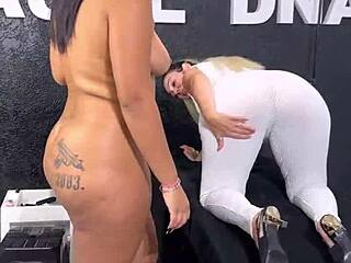 tatuadora licks client's ass so hard she cums on vibrating machine