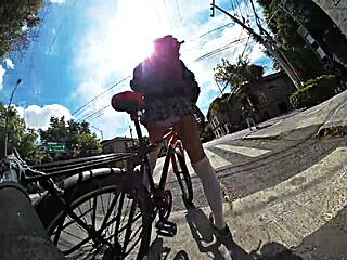 Wow, flashing that miniskirt upskirt in the city streets!