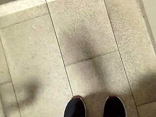 Naked and stroking my monster cock in public toilet