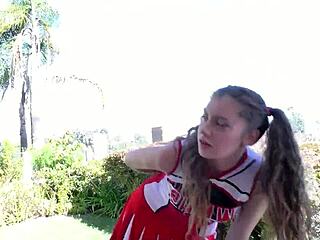 Petite cheerleader teen tricks her old coach for rough sex