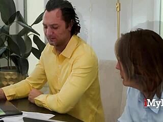 boss lady regrets mean to employees in 3some.