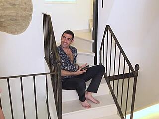 European brunette gets hidden camera cock worship and hardcore reality show