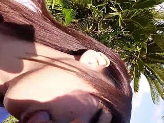 Petite Japanese step-sister gets defloration and rough sex outdoors