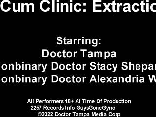 Doctor Tampa undergoes cum extraction treatment by nonbinary doctors in the clinic