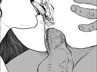 Kramer Krameroff's speed artwork depicts an FFM threesome with anal and cunnilingus
