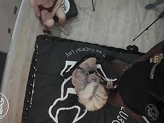 cuckold femdom pegging in a human centipede style interracial fetish