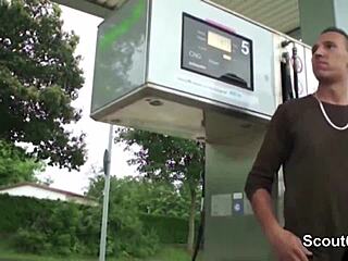 Real german teen in outdoor threesome with stranger!