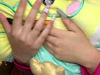 Schoolgirl with a black belly gets an interactive experience with a daddy fetish