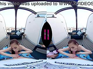 Beautiful redhead in VR gives great blow job