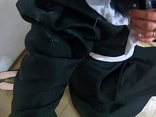 Slutty nuns and maids engage in deepthroat action