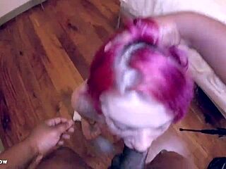 Lily Noel teases with tattoo while deepthroating big black cock