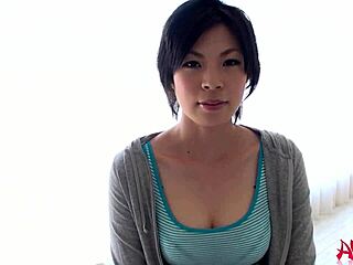 Japanese model Saki Aoyama sucks hard cock outdoors in kimono uncensored.