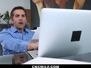 Neighbor passionately freeuses hot stepmom and stepdaughter during paperwork