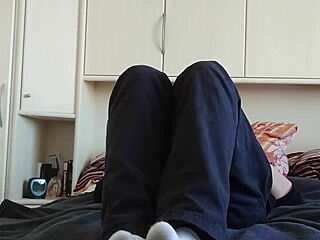 European chubby amateur shows sexy legs and feet