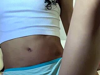 barely legal petite 18+ teen flaunts puffy pussy and teases with vibrator and panties