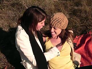 Wild Strapon Adventure on Hike for Brunette Lesbians