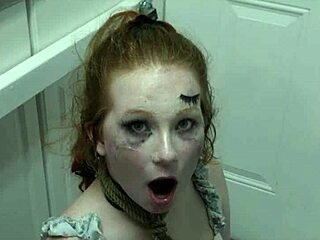 Redhead BDSM sissy gets dirty with a sloppy licking and humiliation scene