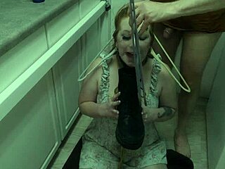Redhead BDSM sissy gets dirty with a sloppy licking and humiliation scene