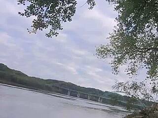 Kitty and me by the river for a hot photoshoot with a big cock