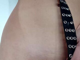 Punishing tits and pussy with belt