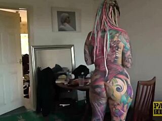 Inked Piggy Swallows Cum