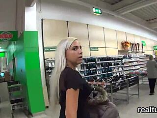 Czech beauty gets seduced and fucked in mall