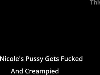 Aria Nicole's Pussy Fucked and Creampied Backstage