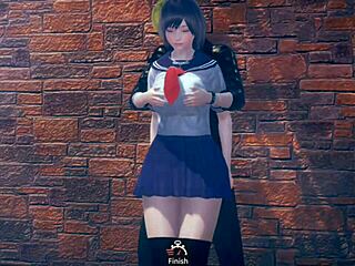 AI girl with big tits gives explosive blowjob in 3D!