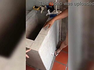 Hot wife taking a bath on the balcony in Canada