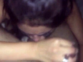 she gives a wet sloppy blowjob spitting on the cock