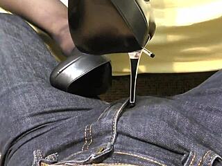 Hot beauty gets footjob from her lover