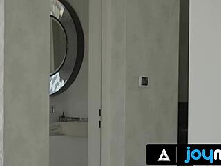 Eveline Dellai rides her hung man's big cock doggystyle in their new living room