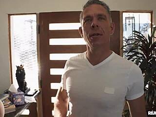 Caucasian Redhead Enjoys FFM Group Fun on Set