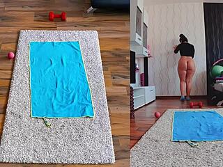 i did a naughty naked yoga workout spreading my asshole on dual cam
