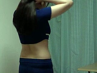 wow, japanese cabin crew stripping and showering with big boobs! 🚿