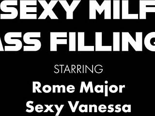 Vanessa’s tight ass slides into Rome’s impressive monster