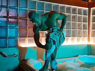 Beautiful Black Guy Invites You To Fuck In The Foam Bath