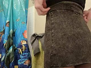 Shemale in dress, a great way to have fun while masturbating