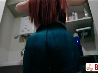 Latina roommate uses dildo in dorm after breaking washer