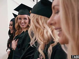 Milfs turn graduation party into wild reverse gangbang chaos