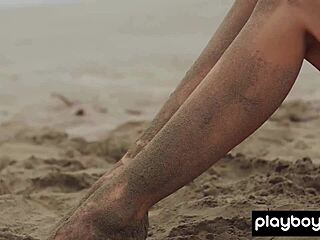 Skinny Italian Milf Undresses On Beach With Balloons