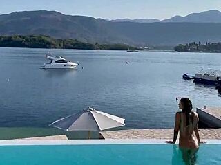 Gorgeous Monika Fox swims naked in the pool!