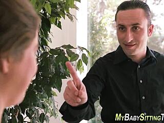 Babysitter with small tits shows her skills in this hot scene