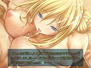 Rizu shows off her big tits in hentai scene