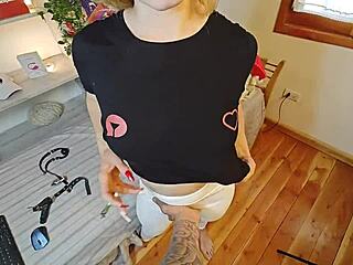A guy caught his stepsister on webcam and fucked her